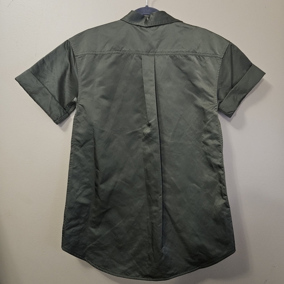 NWD Banana Republic Military Button Down Shirt Women's Size Green Short Sleeve - Picture 2 of 6